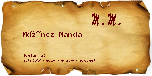 Müncz Manda névjegykártya